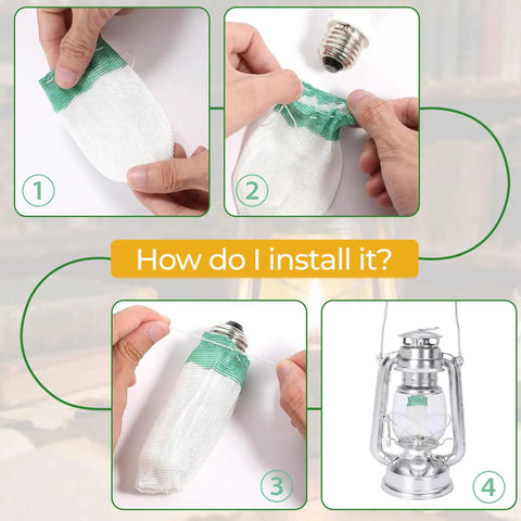 Step-by-step installation of 10 Pcs Propane Lantern Mantles U Shaped for Outdoor Lighting Fixtures Camping Green Replacement Lantern Shades