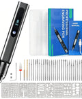 Upgraded 21000 RPM Cordless Engraving Pen Kit with Aluminum Alloy Body, 33 bits, 10 stencils, USB-C charging cable, user manual