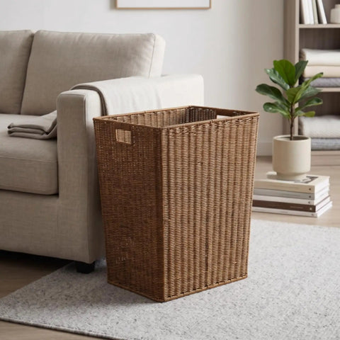 Top Shelf Woven Storage Basket With Hand Cutout Handles For Apartment Living Imitation Rattan Organization Bin A Real Gotta Have To Keep Bedroom And Closet Clutter Free Daily Routine
