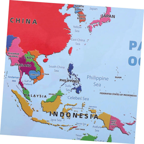 Colorful Laminated World Map Poster For Kid Friendly Wall Decor Educational Geography Chart For Preschool And Kindergarten Home Schooling Durable Wear Resistant With Bright Colors And Rounded Corners 60x45 Cm showing Southeast Asia details