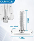 Heavy Duty T Bolts For Kayak Track Rail And T Slot Mount Screw Setup Built Tough, showing size dimensions and flat head design.