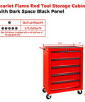 Twenty Inch Five Drawer Rolling Steel Tool Chest With Slick Powder Coated Finish For Garage Shop Daily Grind Heavy Duty Mobile Storage Cabinet side view with dimensions and dark panel details.