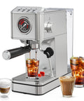 Slick Stainless Steel Espresso Machine Serving Hella Creamy Shots With 20 Bar Pressure And Automatic Milk Frother For Killer Cappuccinos Compact Home Brewer Keeps Your Daily Drip Smooth And Stress Free with iced coffee glasses.