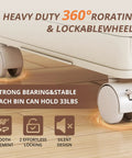 Close-up of lockable wheels on an Extra Large Lockable Stackable Storage Bins With Lids On Wheels Six Tier Foldable Plastic Organizer