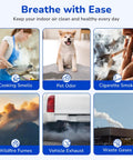 Breathe with ease; HPA300 Compatible Replacement Filter Kit for air purifiers removes cooking smells, pet odor, and smoke for fresh air.