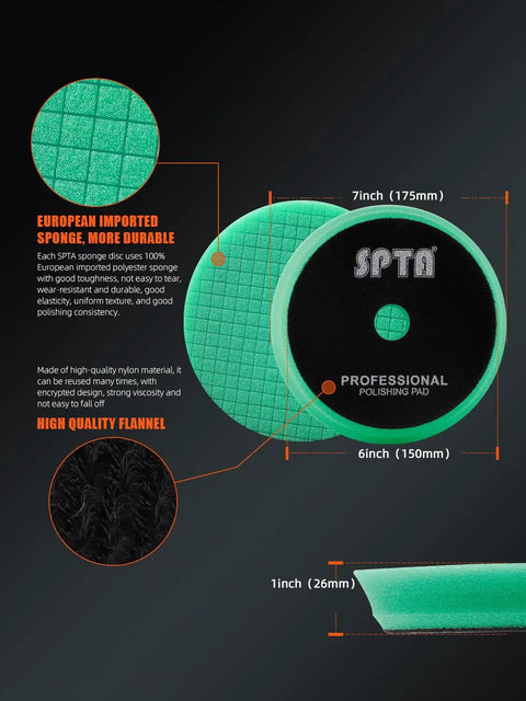 Dope 10 Piece Car Detailing Kit With 5 Inch Buffing Pads, 7-inch green professional polishing pad with specifications