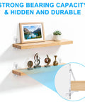 Two wooden shelves supported by 24 Pack Self Locking Plastic Shelf Pegs For 5/8 Inch Shelves (16mm), showcasing strong capacity.