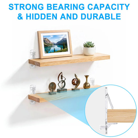 24 Pack Clear Plastic Self Locking Shelf Pegs Zero Hassle Install Cabinet Pins Fit Like A Glove For Kitchen Wood Shelves with decorative items.