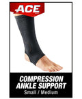 Compression Ankle Support Sleeve With Elastic Neoprene Blend For All Day Comfort, Small/Medium, Black 1 Pack
