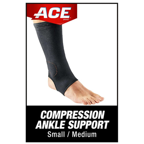 Compression Ankle Support Sleeve With Elastic Neoprene Blend For All Day Comfort, Small/Medium, Black 1 Pack