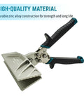9-inch zinc alloy hand seamer with black and teal grips for bending aluminum and vinyl roof flashing