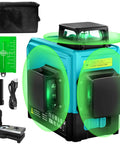Self Leveling Green Laser Level Tool With Rechargeable Li Ion Battery 2 Cross Line Beams For Indoor Outdoor Construction Picture Hanging Tiling And Home Remodel Horizontal And Vertical Alignment with accessories