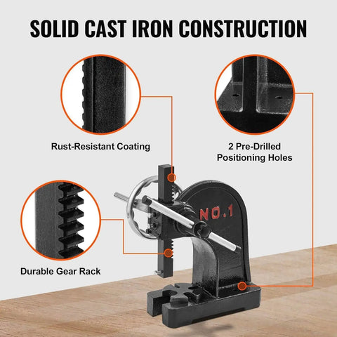 Heavy Duty Handwheel Arbor Press Rock Solid Stamping Bending And Forming Tool For Metalworking And DIY Projects with rust-resistant coating.
