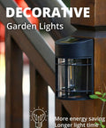 8 Pack Solar Fence Lights Outdoor Waterproof Weatherproof Garden Fence Post Lights mounted on wooden fence post