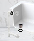 Polished Chrome Tubular Bath Waste And Overflow Assembly with White Slip-Joint Tubes, Foot-Operated Tip-Toe Drain Plug