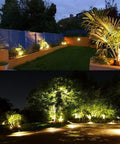 Heavy Duty 18W LED Landscape Light Set, 120V AC Warm White Waterproof Spotlight illuminating garden and driveway