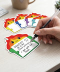 Hand writing on Dumpster Fire Sticky Notes 9 Pack Cute Shaped Self Adhesive Notepads for Office Chaos Desk Decor, colorful designs.