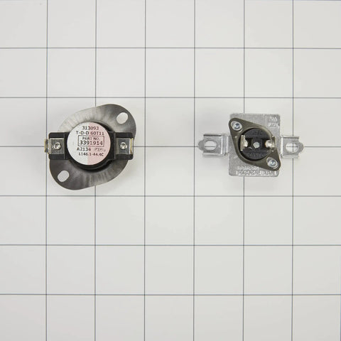 Front and back view of Dryer Thermostat Replacement 279973 OEM Part for MEDB850WL models.