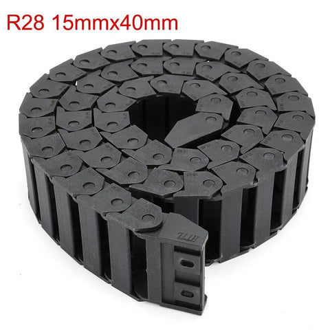 R28 Inner 15mm By 40mm Black Plastic Wire Carrier Drag Chain For CNC 1M Length Linkable Cable Carrier Reinforced Nylon