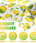 Three Pack Lemon Tablecloths Outdoor Waterproof Rectangle Cover For Indoor And Outdoor Use 54 By 108 Inches Oil Proof Summer Party