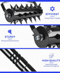 Seventeen Inch Rolling Lawn Aerator With Two Inch Steel Spikes Heavy Duty Manual Soil Aerator Tool With Adjustable Handle