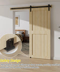 Sliding Barn Door Bottom Floor Guide With Adjustable Roller For All Door Sizes Flush Flat Design Stay Roller Black Solid Steel Construction Anti Corrosion Finish Fits Doors Up To Two Inches Thick 2 Pack installed on wooden door.