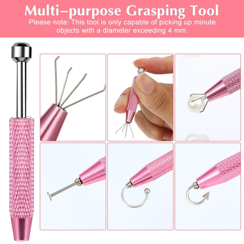 Multi-purpose pink ball grabber tool for Six Piece Piercing Kit With Ball Grabber Tool And 16G 18G Stainless Steel Tapers
