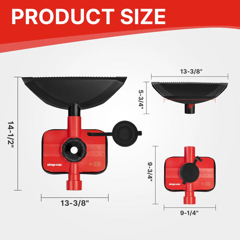 Dimensions of 2-In-1 Vacuum Dust Collection Attachment For Drilling And Drywall Cutting, highlights size and fitting details