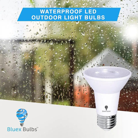 Eight Watt Equivalent PAR20 Outdoor LED Flood Light Bulbs Pack, 800 Lumens, Dimmable Waterproof E26 Base, 3000K Warm White