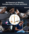 Monitor Light Bar For Laptop And Desk Use, Eye Care Screen Lamp With No Glare, shown portable in car, bed, and outdoors