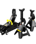 Hydraulic Trolley Floor Jack Combo With 2 Ton Capacity And 2 Jack Stands, Heavy Duty Steel Build, Ideal For Lifting Cars And Supporting Maintenance Tasks, Garage-Ready For Quick Car Lifts And DIY Projects, Black