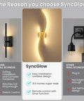 Comparison of SyncGlow design with other wall sconces, highlighting cordless installation and remote control features.