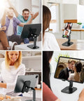 Adjustable Height Folding Phone Stand For Desk Go To Desk Buddy Hands Free Viewing Sturdy Tilt Lock Fits 4.7 To 13 Inch Phones