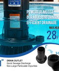 1.0HP Submersible Sump Pump With Automatic Float Switch, High 4200 GPH Flow, 28 Ft Lift, pool use, aluminum body, 1-inch drain outlet