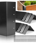 8 Pack Kickass Metal Corner Brackets For Raised Garden Beds 3X3X6 Inch Reinforcement Hardware with mounting screws and matte black finish.