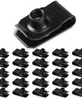 25 Pack Black Extruded U Style Spring Nuts For Automotive Fender Bumper And Grill Retainer Clips 1/4-20 Thread showing durable clips.