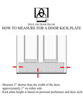 Diagram for measuring placement of Satin Black Door Kick Plate Anodized Aluminum Shield for entry doors 8x34 inches.