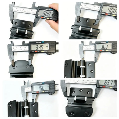 Measurements of Heavy Duty Zinc Alloy Stainless Glass Door Hinge Set Built To Last For Eight To Ten Millimeter Glass Fits Wine Cabinets And Sauna Rooms Easy Installation Two Pack Black 274G using caliper