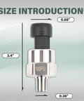 Front view of Heavy Duty 100 Psi Pressure Transducer Sensor with 1/8 Inch NPT 27 NPT Thread Stainless for Oil Fuel Air Water