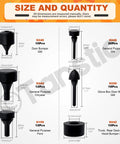 160 Piece Black Automotive Rubber Bumper Stopper Kit With 12 Types Heavy Duty Rubber Bumpers For Ford And GM Vehicles size chart