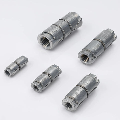 Assorted sizes of 24 Pack Double Expansion Shield Anchors For Concrete Brick And Block Internal Thread One Quarter Inch