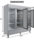 Heavy Duty Commercial Upright Freezer Convertible To Fridge 72 Cu Ft with dimensions showing 83.25" height and 81.75" width.