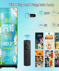 80 Inch Led Poster Display Straight Fire Visuals For Commercial Digital Signage showcasing vibrant party visuals with remote control.