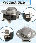 Dryer Thermostat Limit Switch Replacement 501993 60T11 L125-31C Black Easy Install shown with dimensions