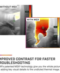 Comparison of thermal images without and with MSX feature, highlighting improved detail in the K2 Compact Thermal Imaging Camera With MSX And Multi Spectral Dynamic Imaging For Firefighters, Lightweight And Easy To Use, Attaches To Turnouts, One Button Operation, Operates Up To 500 Degrees Fahrenheit, Affordable High Quality Thermal Vision