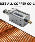 AC 110V Open Frame Push Pull Solenoid Electromagnet With Terminal Connections 35mm Stroke Long Travel 125mm Core showing copper coils