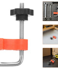 Grab These Sweet 12 Pc Right Angle Clamps For Stone Wood Slabs And Granite To Nail Perfect Masonry Joints Seam Alignment Precise Corner Workholding Like A Total Boss. Close-up of heavy-duty right angle clamp with orange plastic and metal parts.