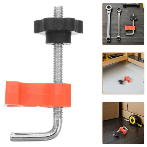 Grab These Sweet 12 Pc Right Angle Clamps For Stone Wood Slabs And Granite To Nail Perfect Masonry Joints Seam Alignment Precise Corner Workholding Like A Total Boss. Close-up of heavy-duty right angle clamp with orange plastic and metal parts.