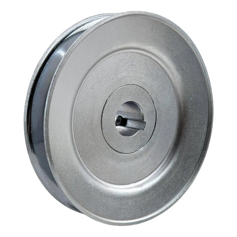 Single Groove Web Sheave V Belt Pulley For Three Quarter Inch Bore And Four Point Five Inch OD Heavy Duty Motor Pulley Carbon Steel 1020 Zinc Plated Fits A B 5L 4L AX BX Belts Includes Two Screws And Wrench