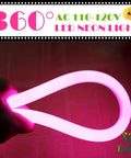 360 Degree LED Neon Rope Light Pink 65.6ft Waterproof Neon Strip With Remote Dimming 110-120V looped in a hand